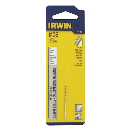 Irwin Irwin No 58 X 1-5/8 in. L High Speed Steel Wire Gauge Bit Straight Shank 1 pc 81158